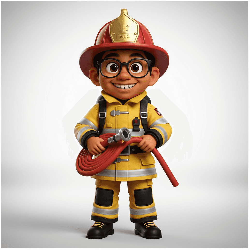 Child in firefighter costume